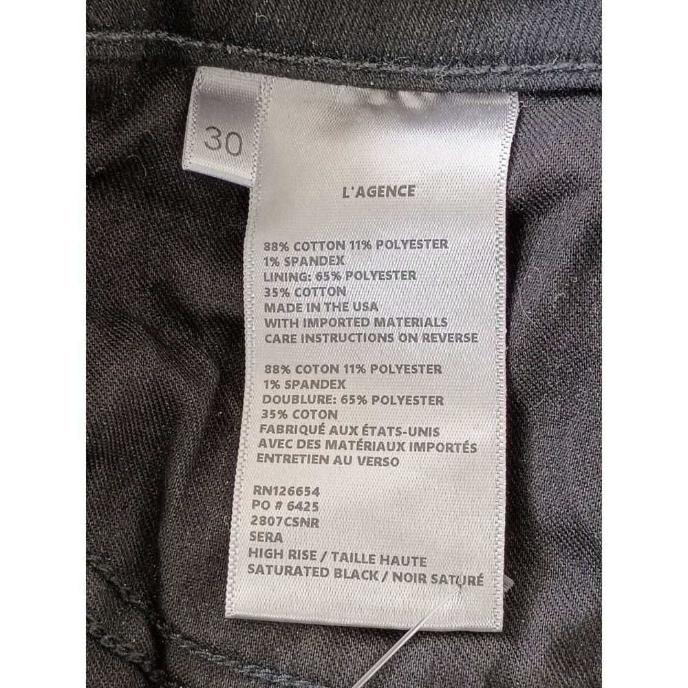 L'AGENCE SERA NWOT High Rise Bootcut Jeans Saturated‎ Black 30x30 Flare USA $298 - Picture 8 of 12